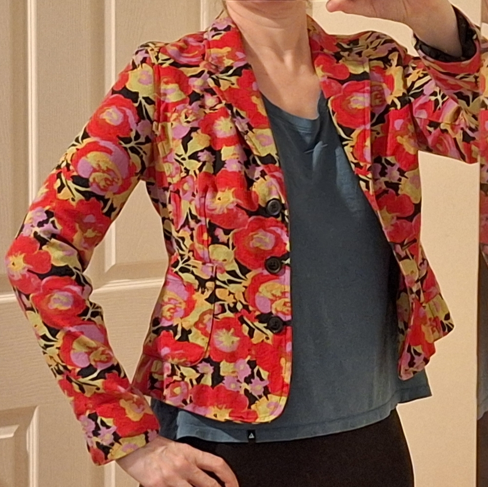 🥀ISAAC MIZRAHI for Target🥀Cotton Colorful Floral Blazer